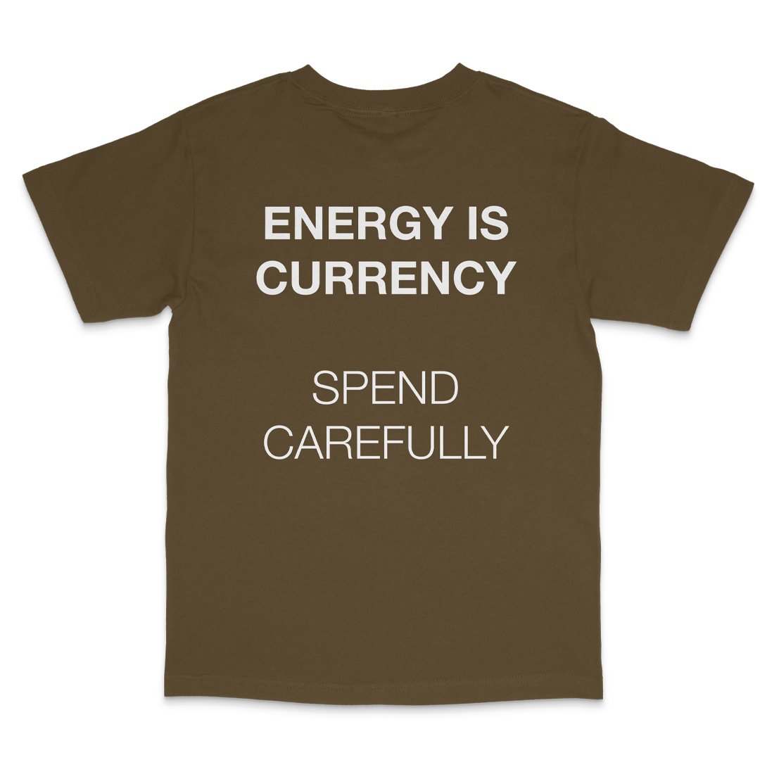 energyiscurrency brown tee