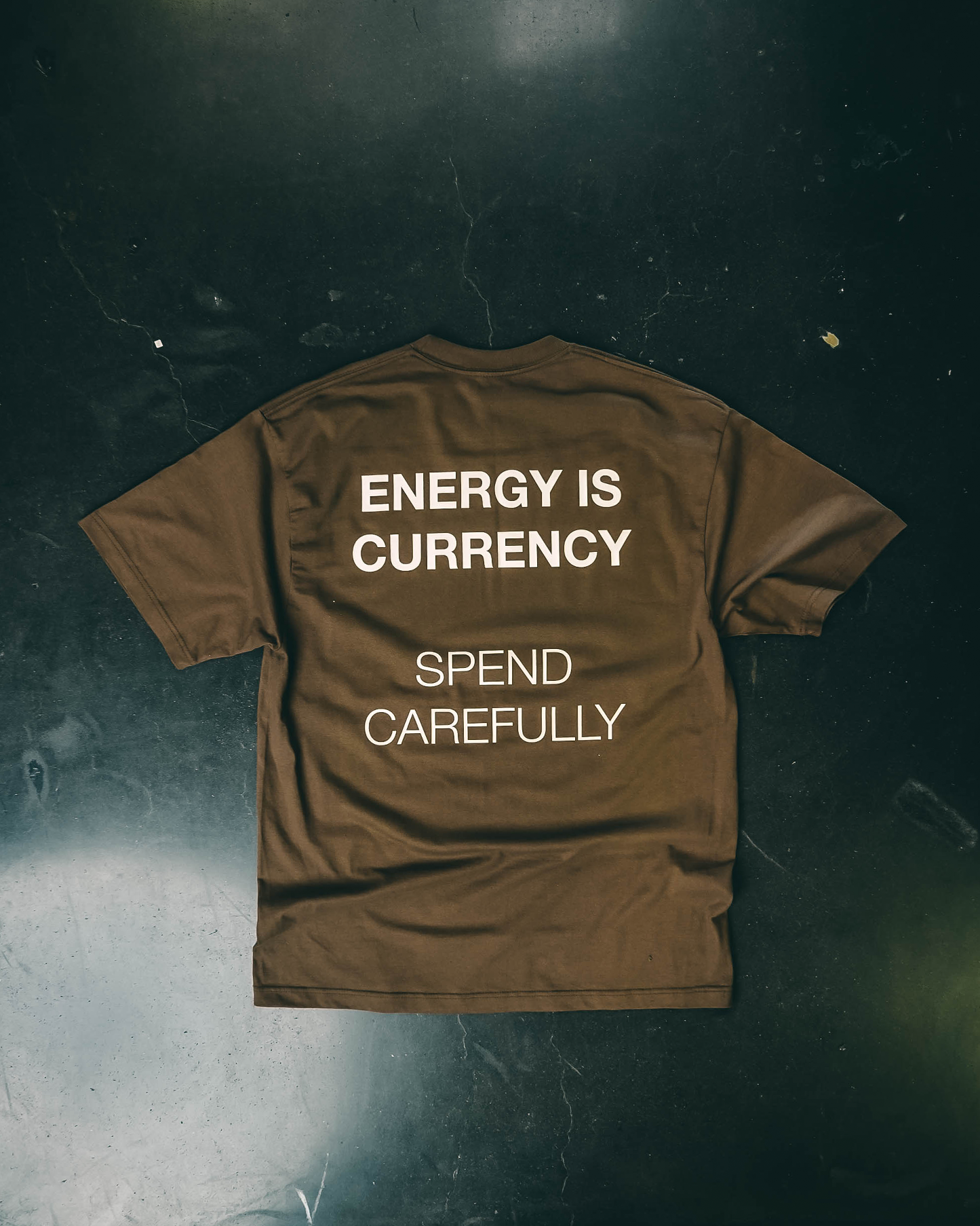 energyiscurrency brown tee