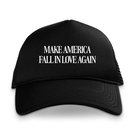 loveagain black trucker hat