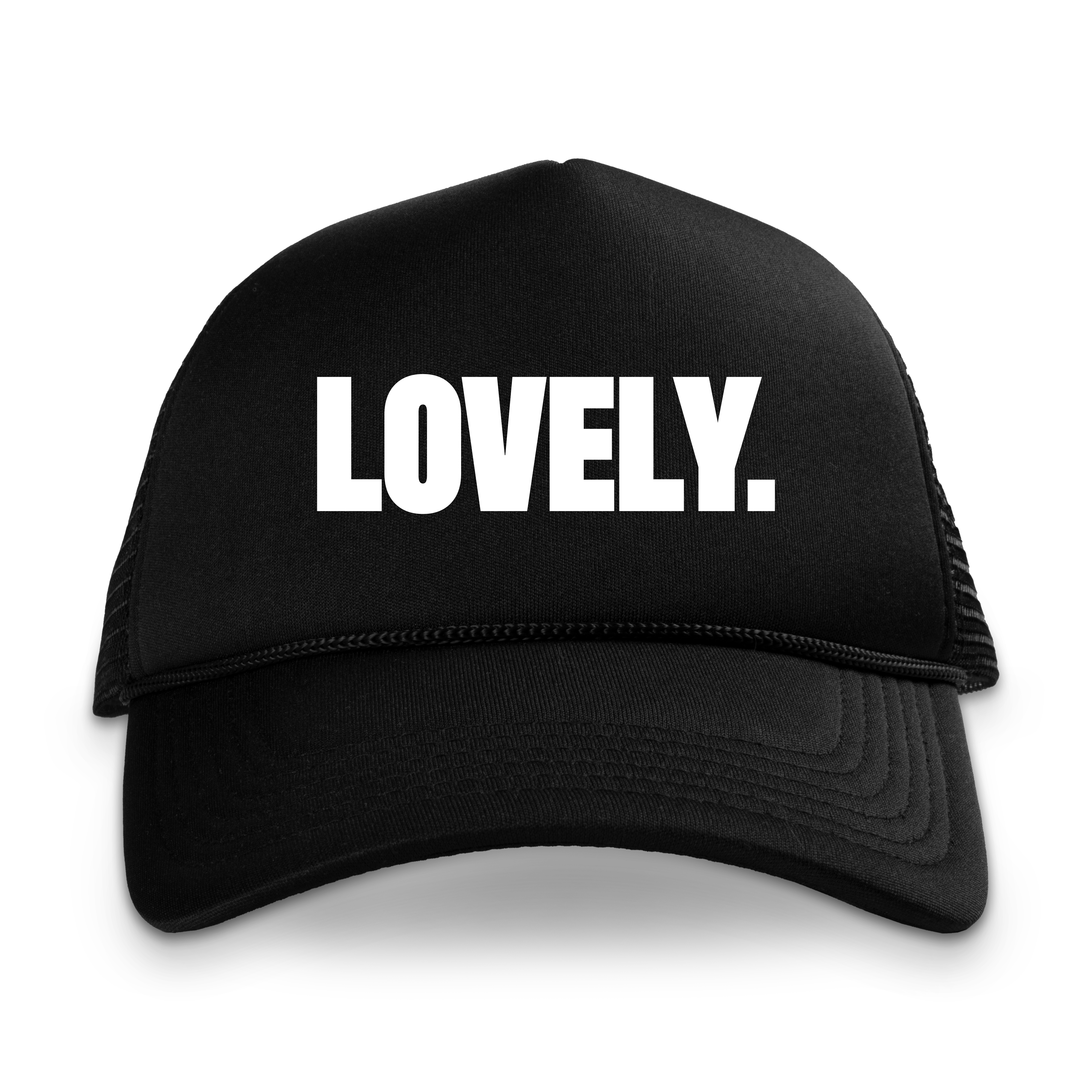 lovely v2 black trucker hat