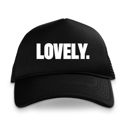 lovely v2 black trucker hat